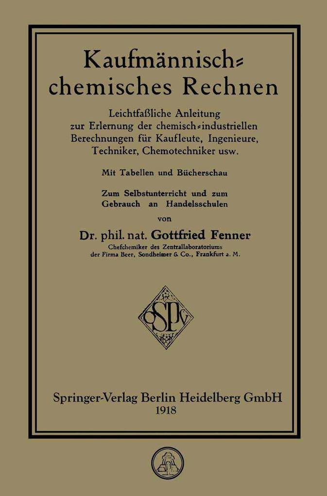 Produktbild: Kaufmännisch-chemisches Rechnen | Gottfried Fenner