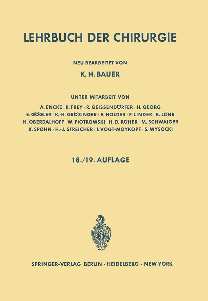 Produktbild: Lehrbuch der Chirurgie | Karl H. Bauer, Carl Garre, Rudolf Stich