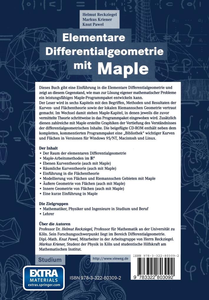 Weitere Ansicht: Elementare Differentialgeometrie mit Maple | Helmut Reckziegel, Markus Kriener, Knut Pawel