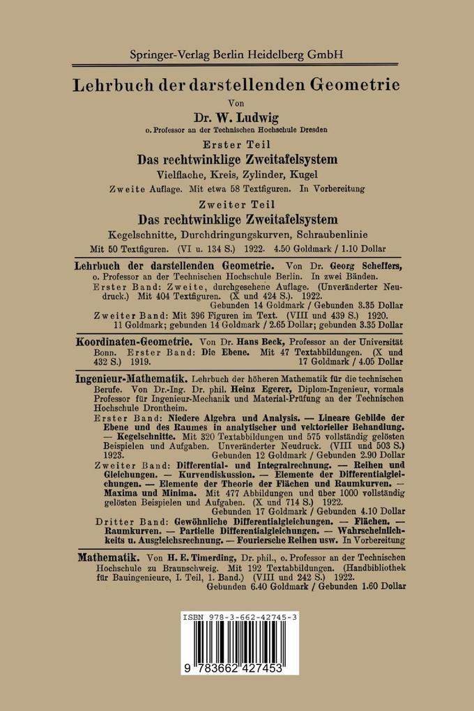 Weitere Ansicht: Das rechtwinklige Zweitafelsystem | W. Ludwig