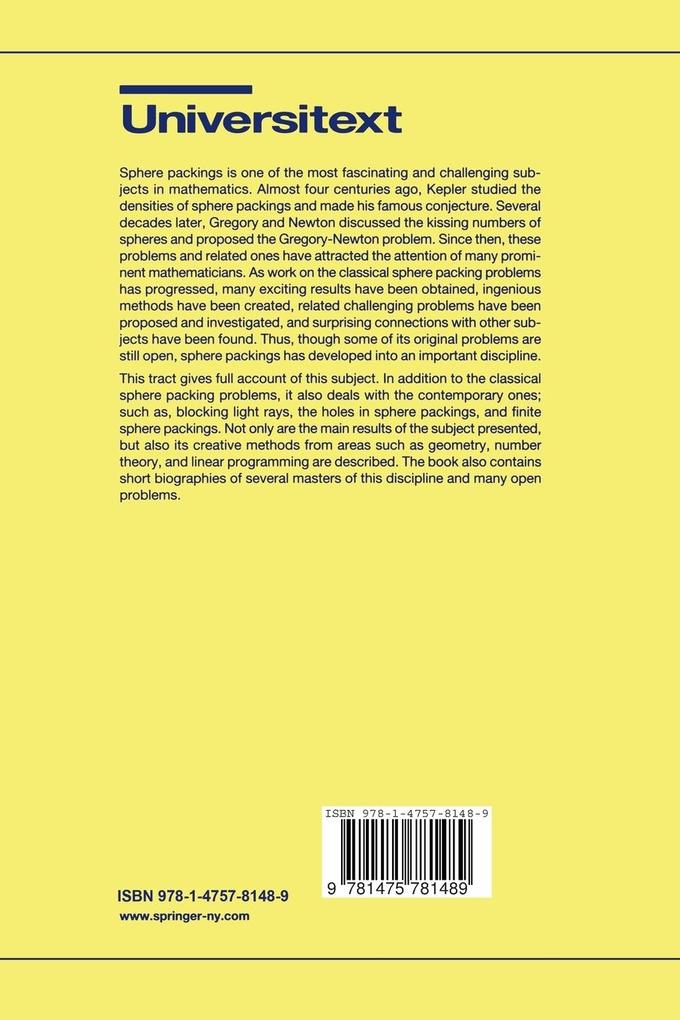 Weitere Ansicht: Sphere Packings | Chuanming Zong