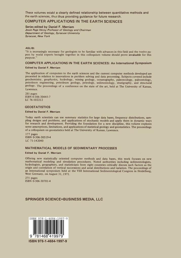 Weitere Ansicht: Mathematical Models of Sedimentary Processes