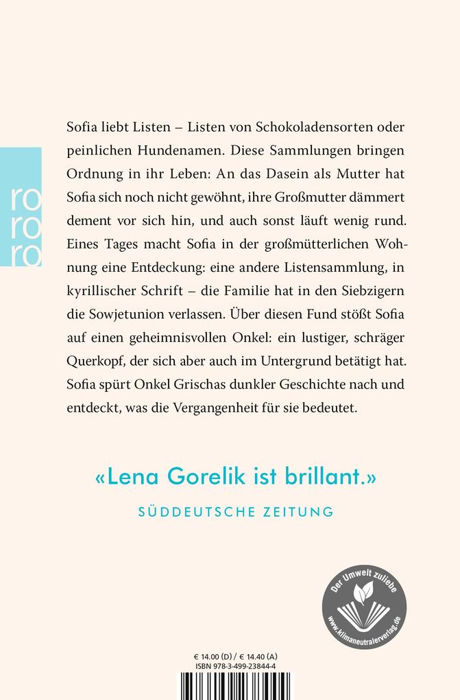 Weitere Ansicht: Die Listensammlerin | Lena Gorelik