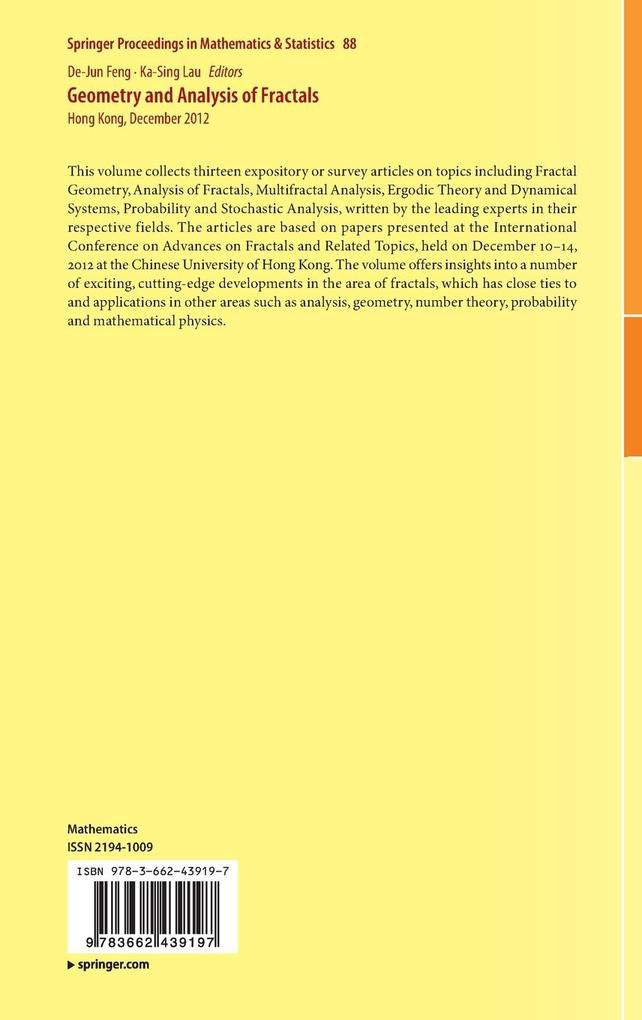 Weitere Ansicht: Geometry and Analysis of Fractals