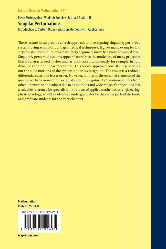 Weitere Ansicht: Singular Perturbations | Elena Shchepakina, Vladimir Sobolev, Michael P. Mortell