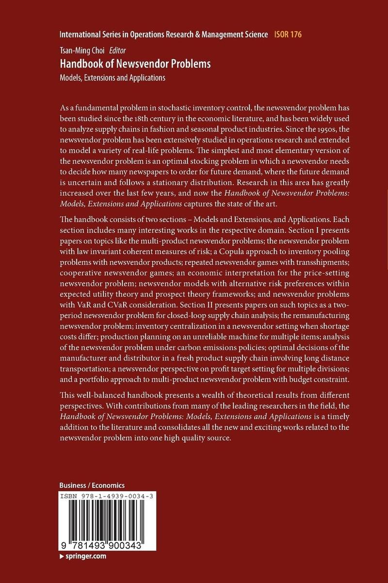 Weitere Ansicht: Handbook of Newsvendor Problems