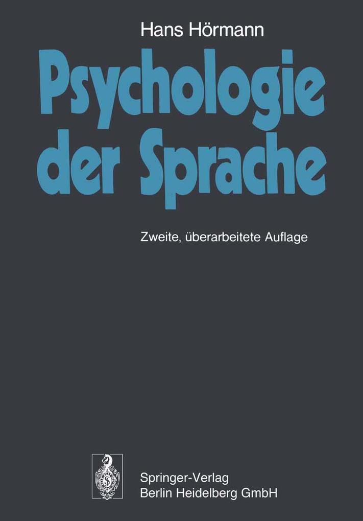 Produktbild: Psychologie der Sprache | Hans Hörmann