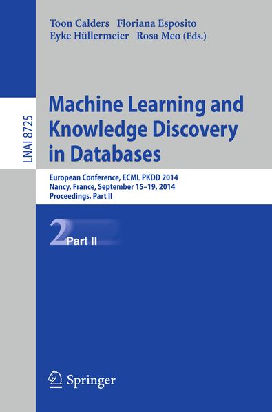 Produktbild: Machine Learning and Knowledge Discovery in Databases