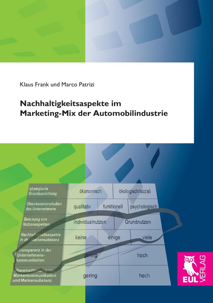 Produktbild: Nachhaltigkeitsaspekte im Marketing-Mix der Automobilindustrie | Klaus Frank, Marco Patrizi