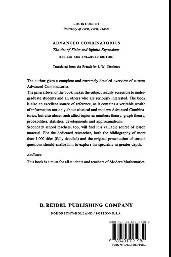 Weitere Ansicht: Advanced Combinatorics | Louis Comtet