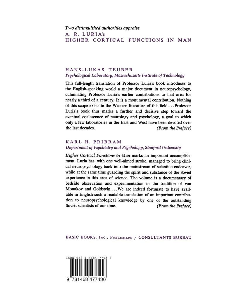 Weitere Ansicht: Higher Cortical Functions in Man | Aleksandr Romanovich Luria