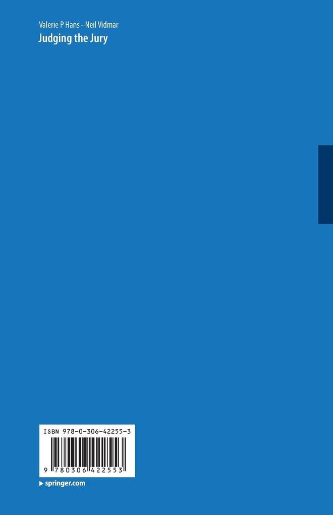 Weitere Ansicht: Judging the Jury | Valerie P. Hans, Neil Vidmar