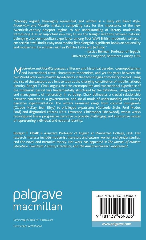 Weitere Ansicht: Modernism and Mobility | B. Chalk, Bridget T. Chalk