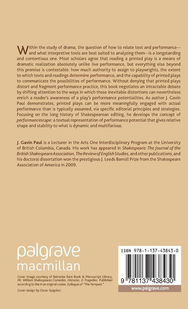 Weitere Ansicht: Shakespeare and the Imprints of Performance | J Gavin Paul