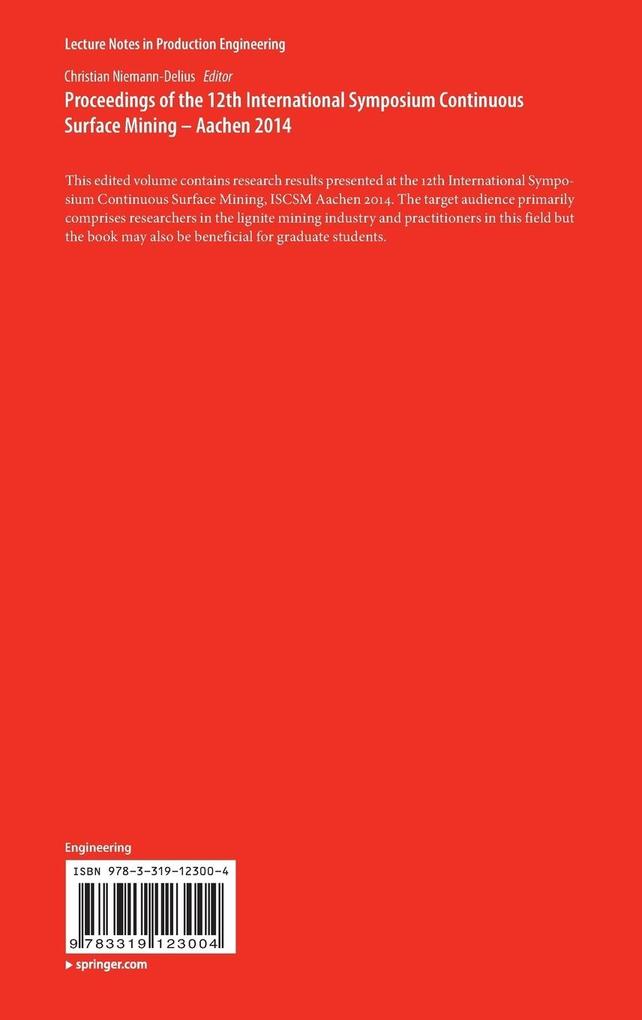 Weitere Ansicht: Proceedings of the 12th International Symposium Continuous Surface Mining - Aachen 2014