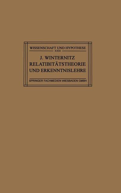 Weitere Ansicht: Relativitätstheorie und Erkenntnislehre | Josef Winternitz