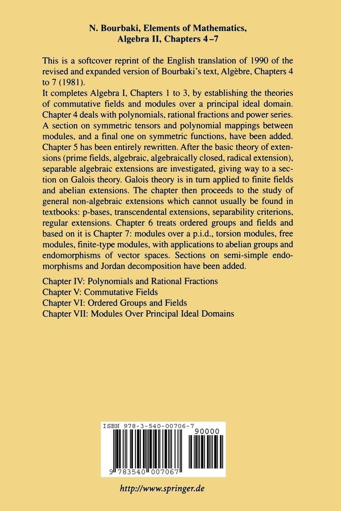 Weitere Ansicht: Algebra II | N. Bourbaki