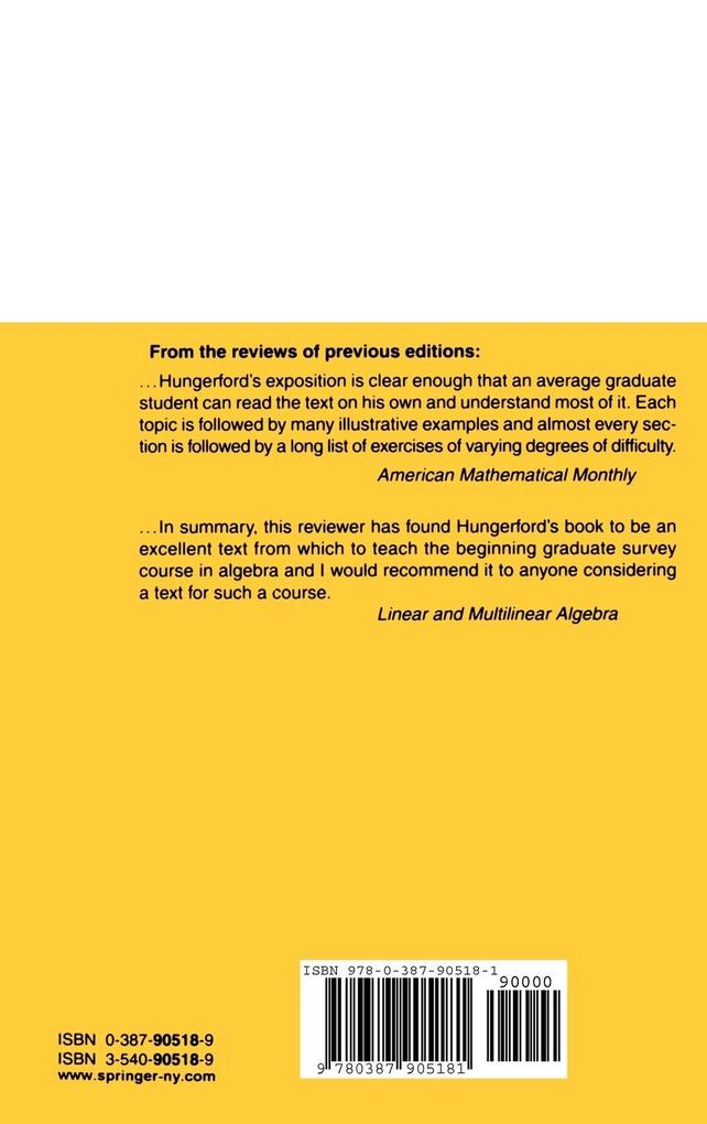 Weitere Ansicht: Algebra | Thomas W. Hungerford