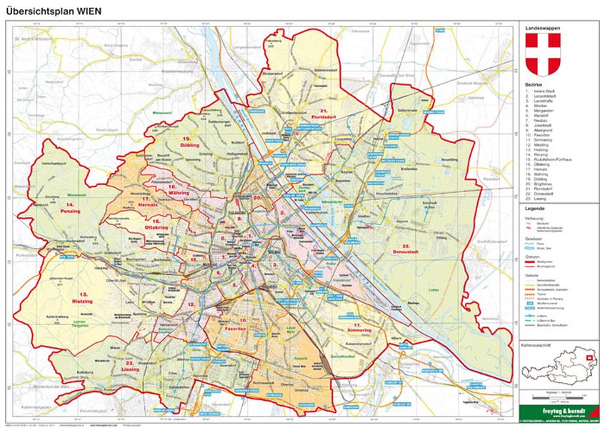 Wien politisch Planokarte 1 : 85.000 (Blätter und Karten)