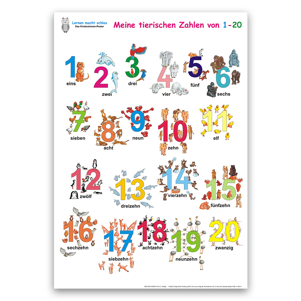 Weitere Ansicht: Das ABC der Tiere + Meine tierischen Zahlen von 1-20, 2 Poster + 4 Posterschienen | Helga Momm