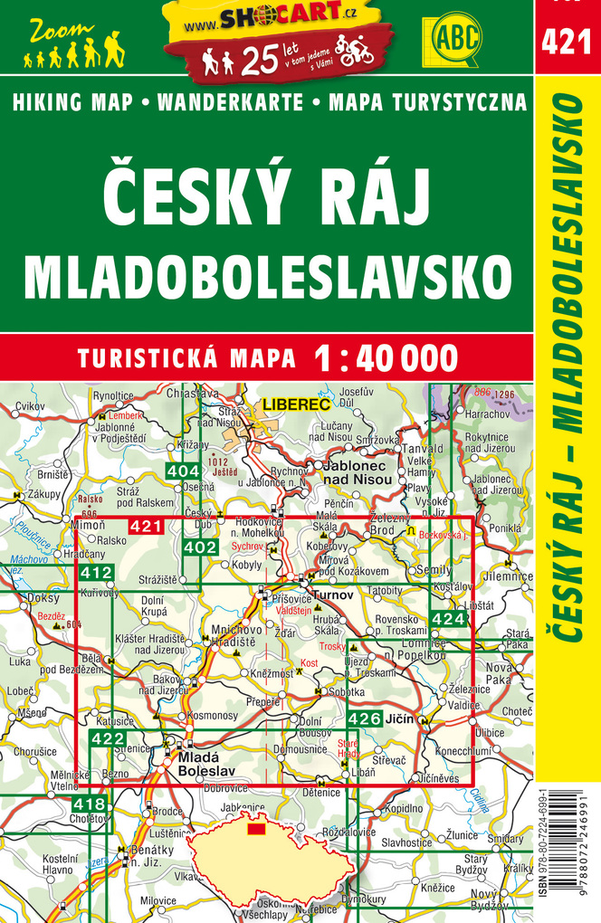 Weitere Ansicht: Wanderkarte Tschechien Cesky raj, Mladobleslavsko 1 : 40 000