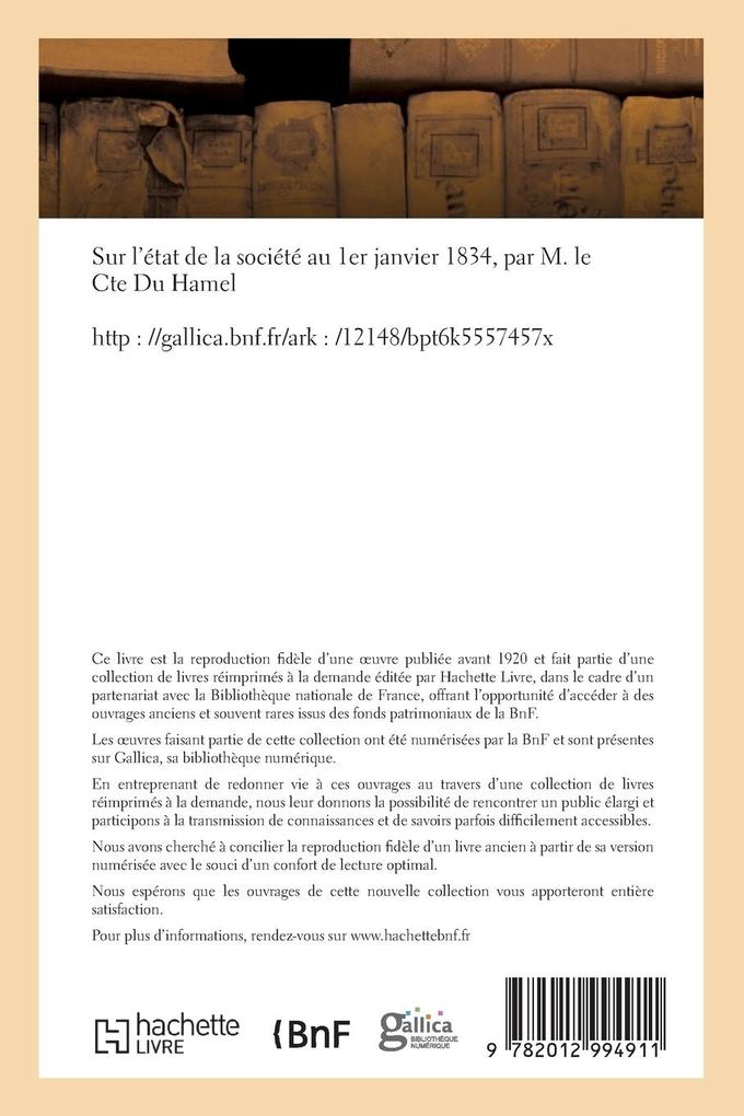 Weitere Ansicht: Sur l'état de la société au 1er janvier 1834 | Victor Du Hamel