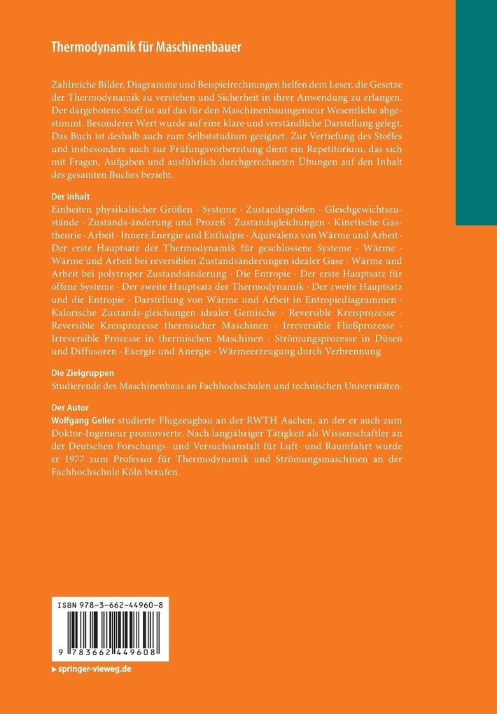 Weitere Ansicht: Thermodynamik für Maschinenbauer | Wolfgang Geller
