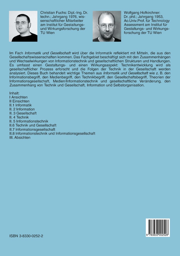 Weitere Ansicht: Studienbuch Informatik und Gesellschaft | Christian Fuchs, Wolfgang Hofkirchner
