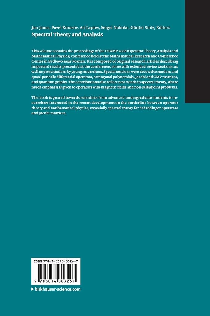 Weitere Ansicht: Spectral Theory and Analysis