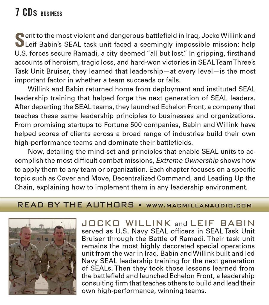 Weitere Ansicht: Extreme Ownership: How U.S. Navy Seals Lead and Win | Jocko Willink, Leif Babin