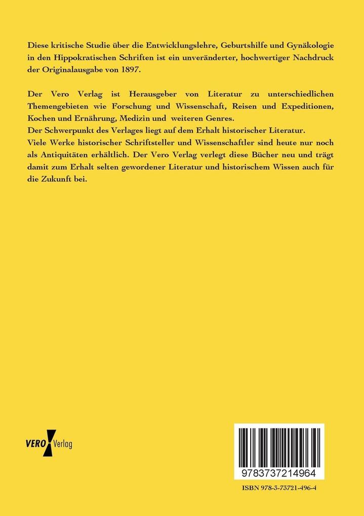Weitere Ansicht: Entwicklungslehre, Geburtshilfe und Gynäkologie in den Hippokratischen Schriften | Heinrich Fasbender