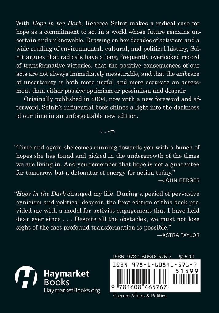 Weitere Ansicht: Hope in the Dark | Rebecca Solnit
