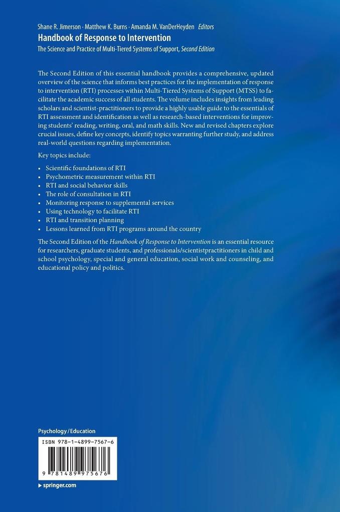 Weitere Ansicht: Handbook of Response to Intervention