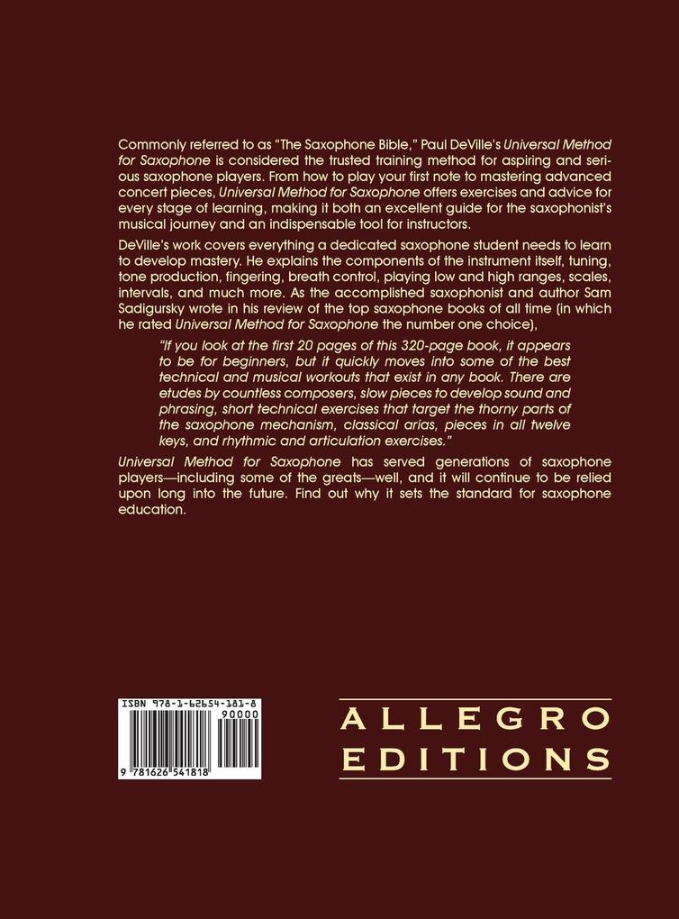 Weitere Ansicht: Universal Method for Saxophone | Paul Deville