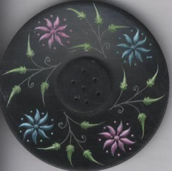 Produktbild: Räucherstäbchenhalter rund Black Stone, bunt bemalt