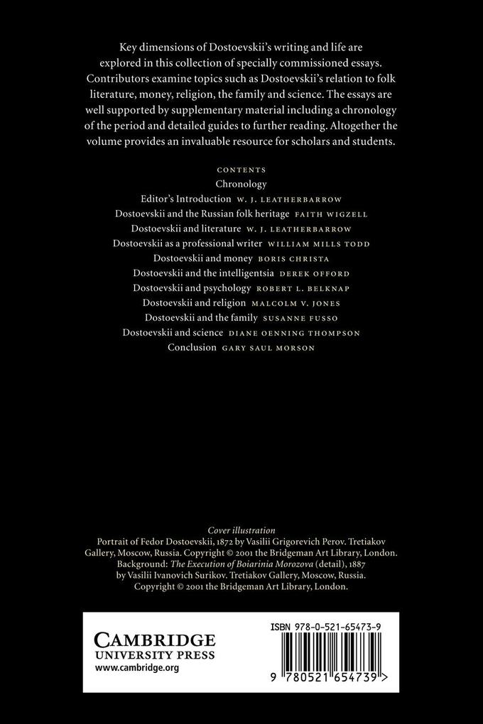 Weitere Ansicht: The Cambridge Companion to Dostoevskii | William J. Leatherbarrow