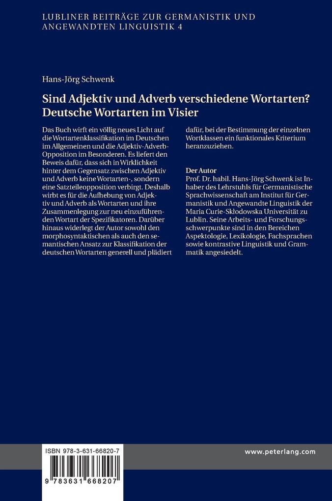 Weitere Ansicht: Sind Adjektiv und Adverb verschiedene Wortarten? Deutsche Wortarten im Visier | Hans-Jörg Schwenk