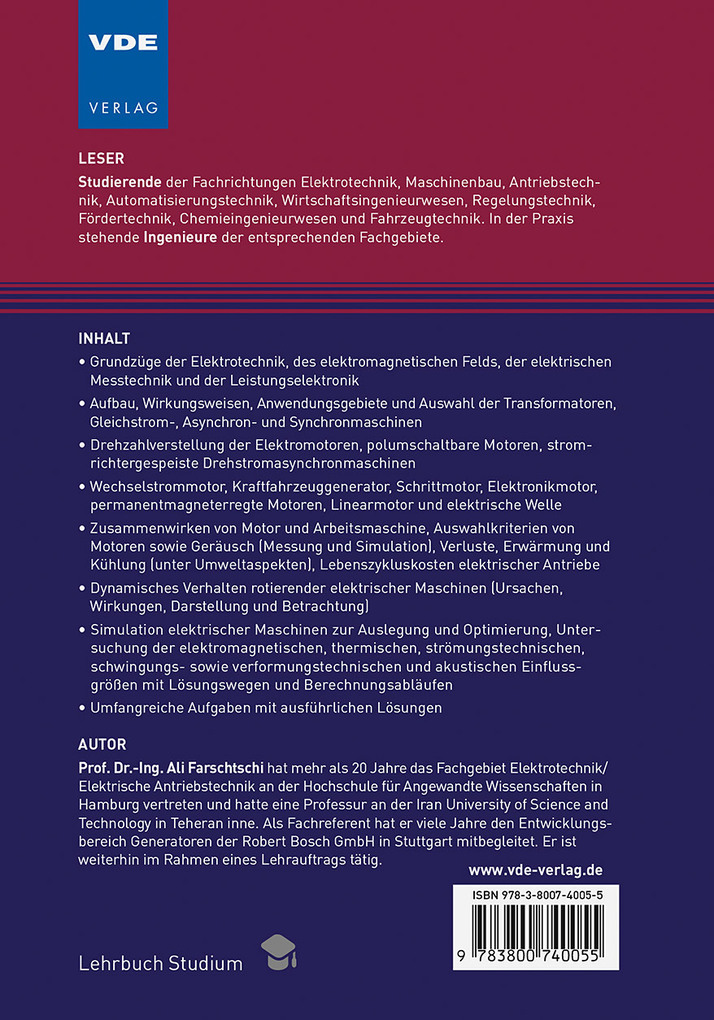 Weitere Ansicht: Elektromaschinen in Theorie und Praxis | Ali Farschtschi