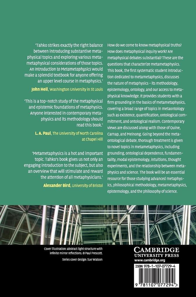 Weitere Ansicht: An Introduction to Metametaphysics | Tuomas E. Tahko