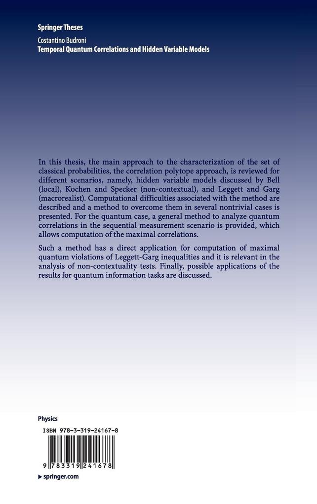 Weitere Ansicht: Temporal Quantum Correlations and Hidden Variable Models | Costantino Budroni