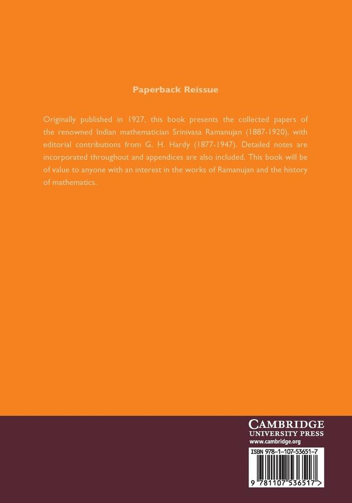 Weitere Ansicht: Collected Papers of Srinivasa Ramanujan | Srinivasa Ramanujan