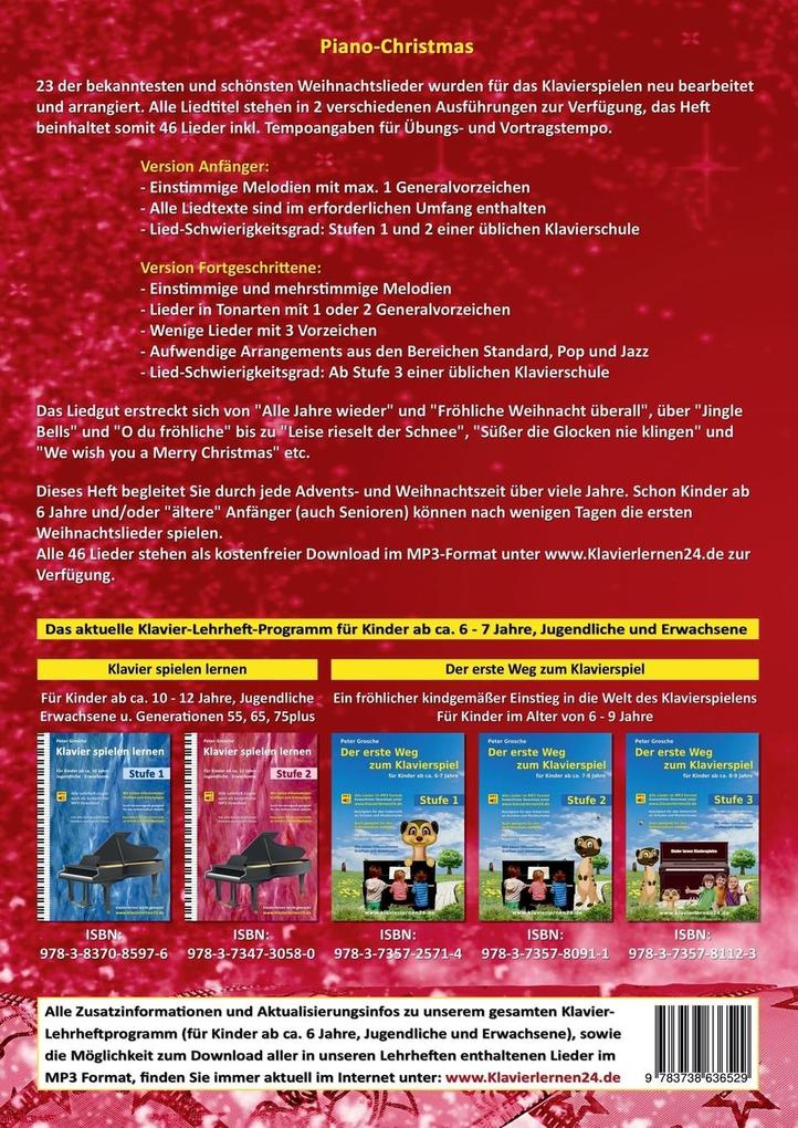 Weitere Ansicht: Piano-Christmas - Weihnachtslieder für das Klavierspielen | Peter Grosche