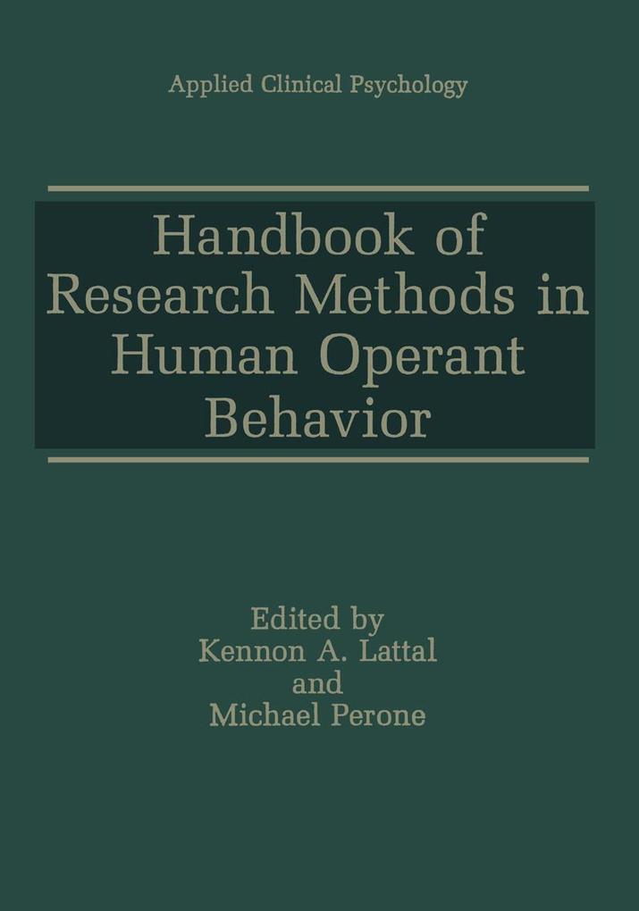Handbook of Research Methods in Human Operant Behavior als eBook pdf