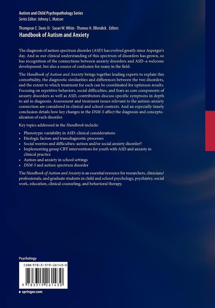 Weitere Ansicht: Handbook of Autism and Anxiety