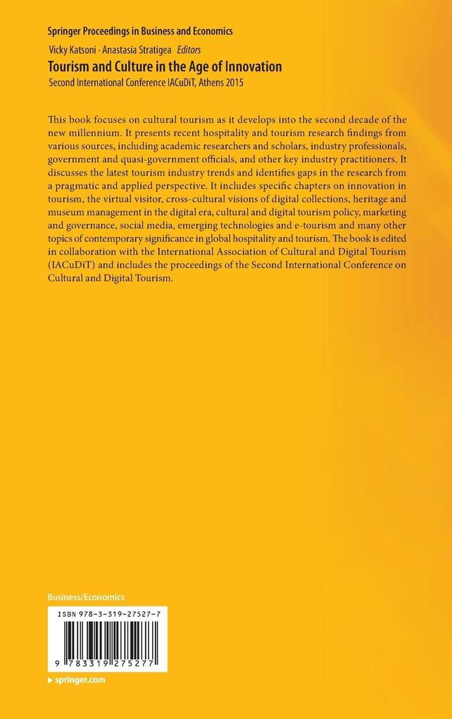 Weitere Ansicht: Tourism and Culture in the Age of Innovation