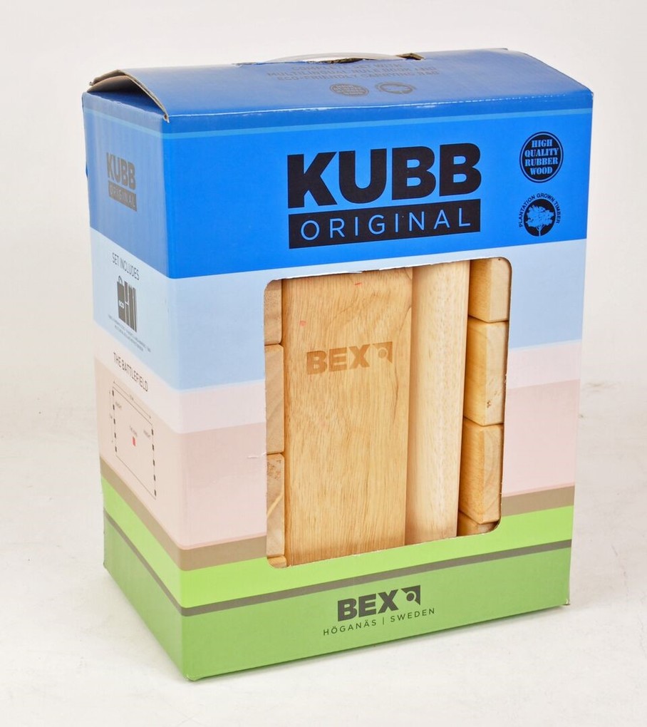 Weitere Ansicht: KUBB Original mit rotem König: Premium Wikingerspiel von BEX aus Gummibaumholz