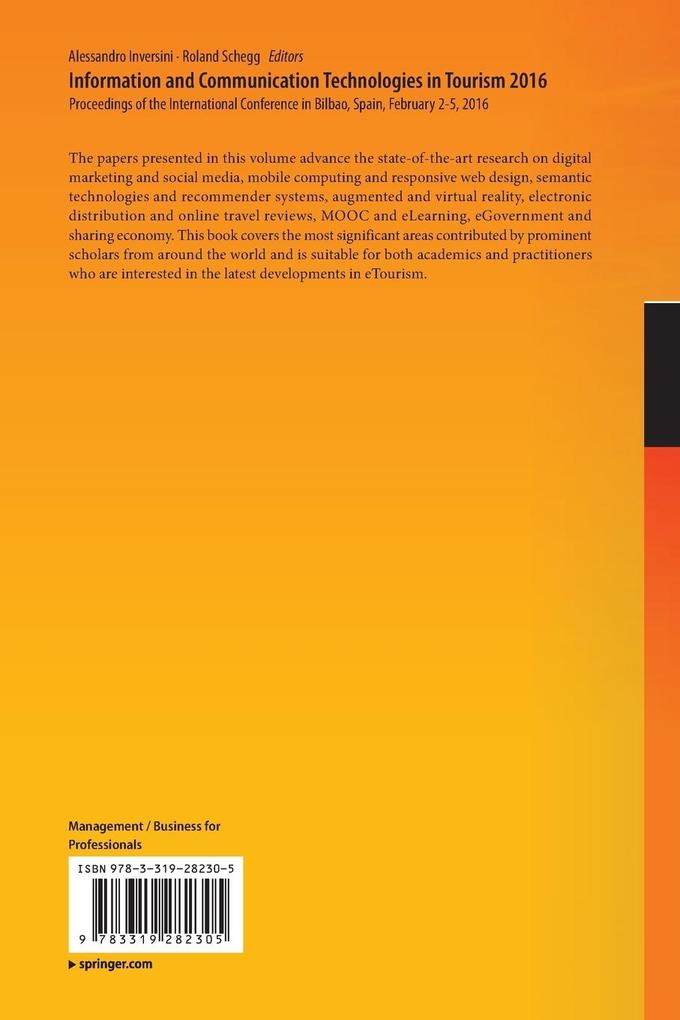Weitere Ansicht: Information and Communication Technologies in Tourism 2016