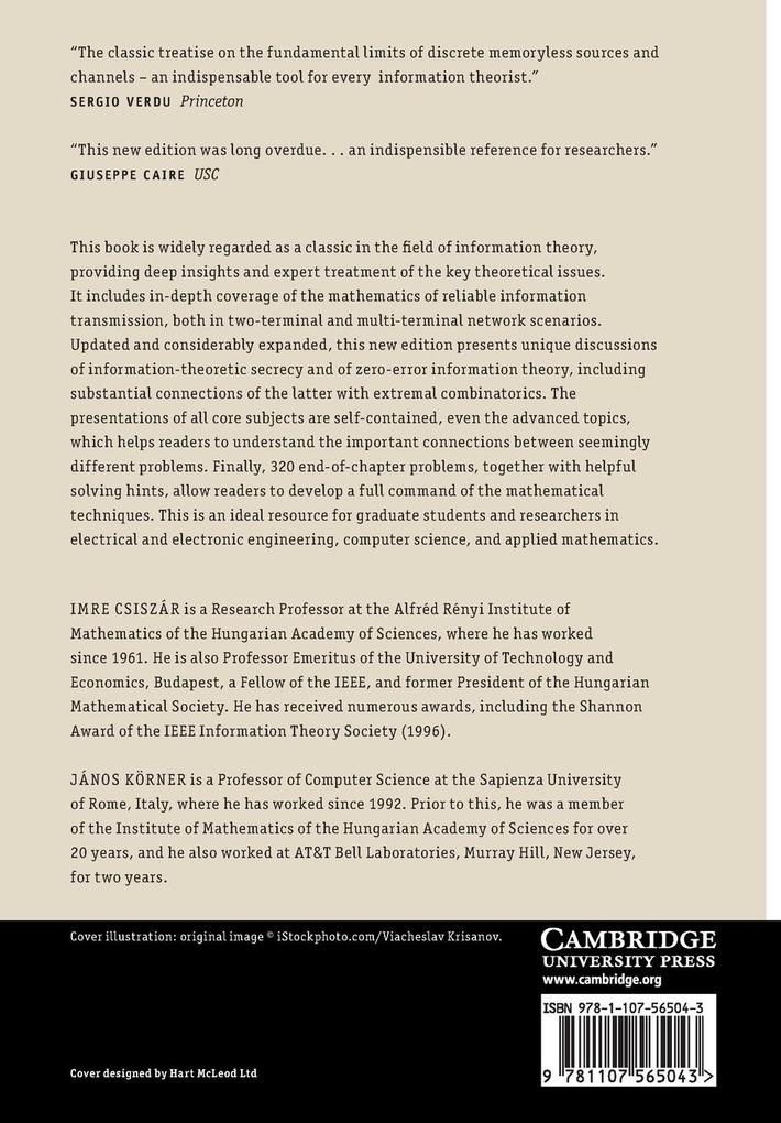 Weitere Ansicht: Information Theory | Imre Csiszár, János Körner