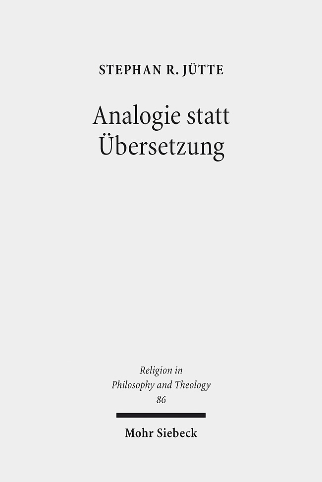 Produktbild: Analogie statt Übersetzung | Stephan R. Jütte