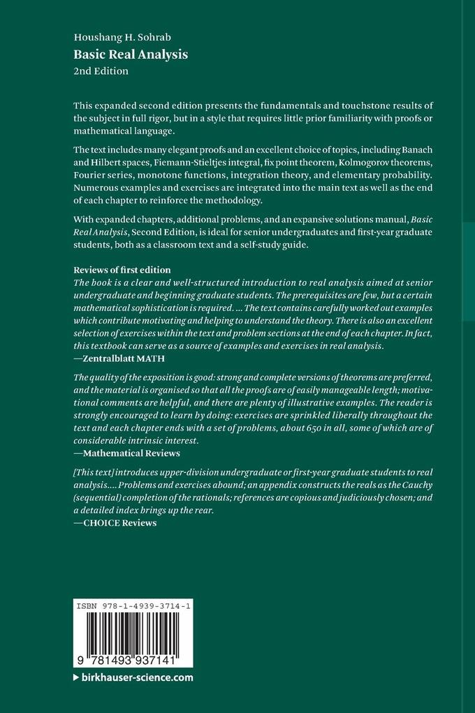 Weitere Ansicht: Basic Real Analysis | Houshang H. Sohrab